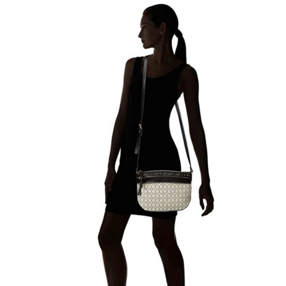 Nanette Lepore Shoulder & Crossbody Bag Black & White, N Print, 3Zippers&Rivets - Picture 4 of 14